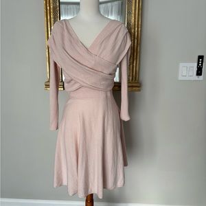 Chicwish Medium Elegant Pink Wrap Sweater Dress